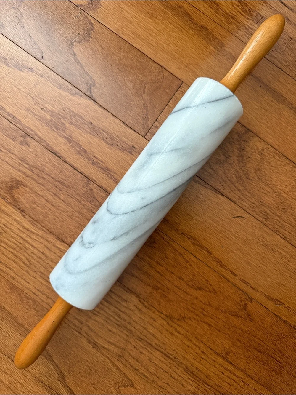 Vintage Marble Rolling Pin with Wooden Handles